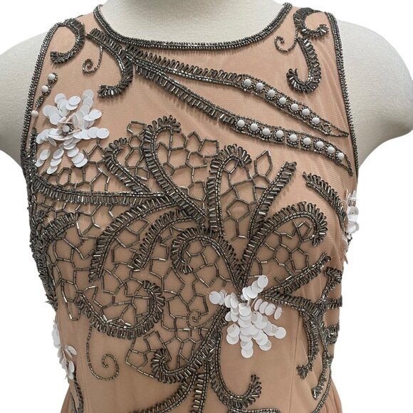 Gianni Bini Embellished Mesh Gown 10 Elegant Evening Beaded Floral HOCO Formal - Picture 12 of 13